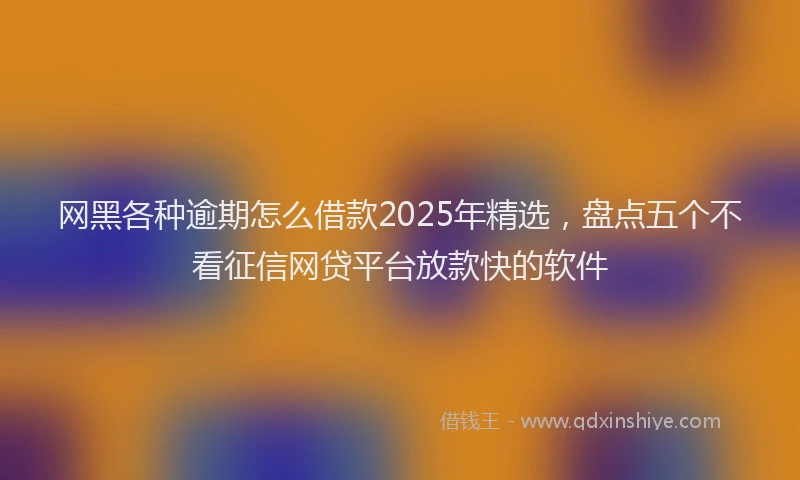网黑各种逾期怎么借款2025年精选，盘点五个不看征信网贷平台放款快的软件