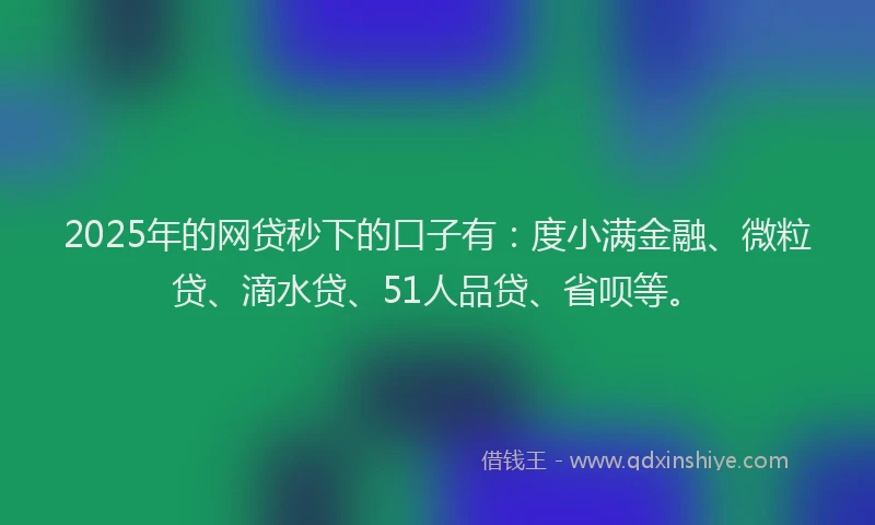 2025年的网贷秒下的口子有：度小满金融、微粒贷、滴水贷、51人品贷、省呗等。