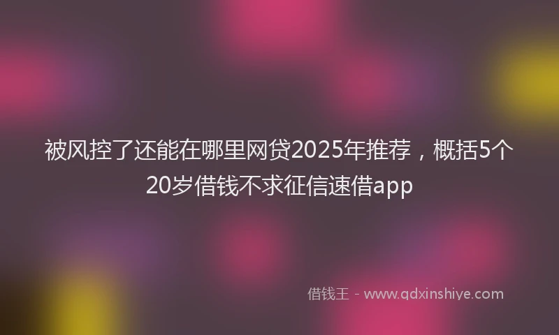 被风控了还能在哪里网贷2025年推荐，概括5个20岁借钱不求征信速借app