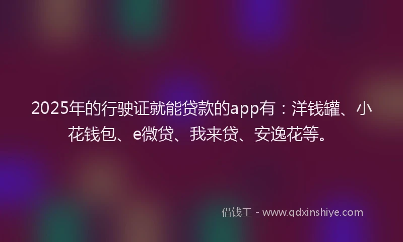 2025年的行驶证就能贷款的app有：洋钱罐、小花钱包、e微贷、我来贷、安逸花等。