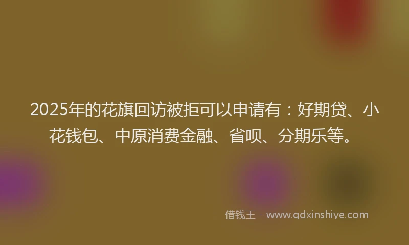 2025年的花旗回访被拒可以申请有：好期贷、小花钱包、中原消费金融、省呗、分期乐等。
