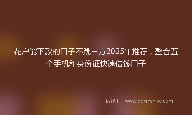 花户能下款的口子不跳三方2025年推荐，整合五个手机和身份证快速借钱口子