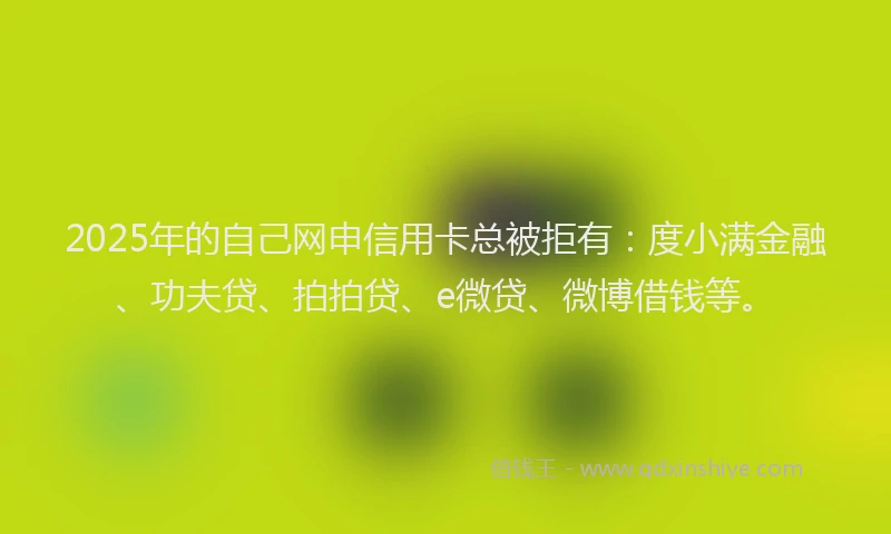 2025年的自己网申信用卡总被拒有：度小满金融、功夫贷、拍拍贷、e微贷、微博借钱等。