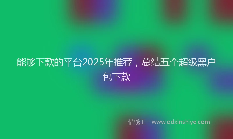 能够下款的平台2025年推荐，总结五个超级黑户包下款