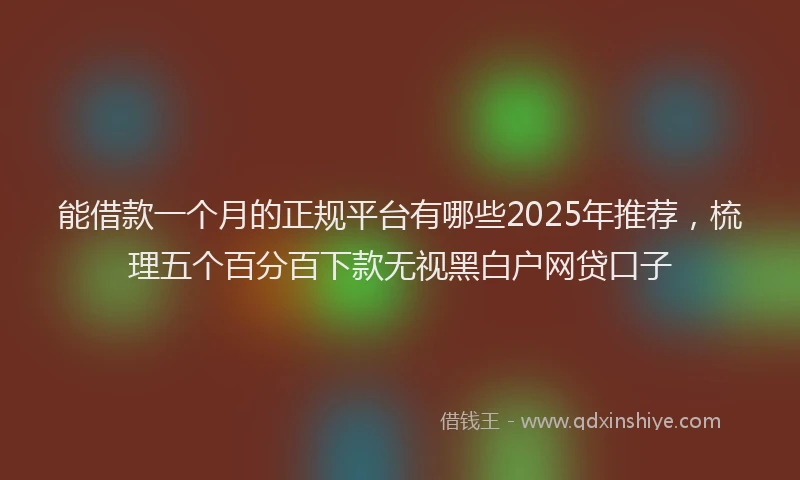 能借款一个月的正规平台有哪些2025年推荐，梳理五个百分百下款无视黑白户网贷口子