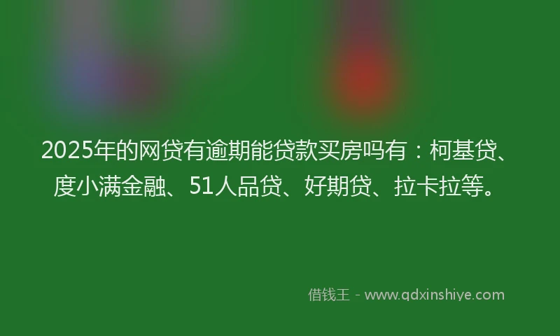 2025年的网贷有逾期能贷款买房吗有：柯基贷、度小满金融、51人品贷、好期贷、拉卡拉等。
