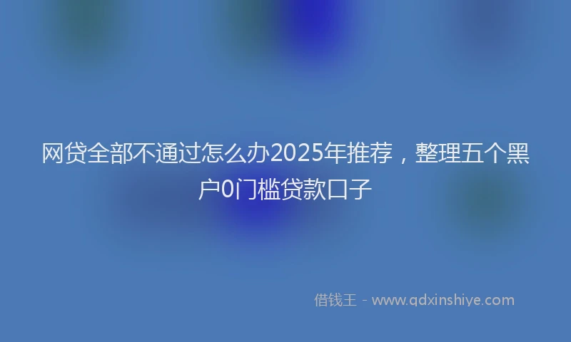 网贷全部不通过怎么办2025年推荐，整理五个黑户0门槛贷款口子