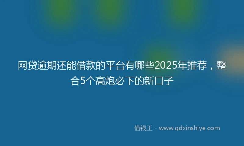 网贷逾期还能借款的平台有哪些2025年推荐，整合5个高炮必下的新口子
