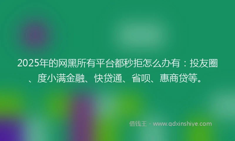 2025年的网黑所有平台都秒拒怎么办有：投友圈、度小满金融、快贷通、省呗、惠商贷等。