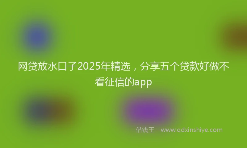 网贷放水口子2025年精选，分享五个贷款好做不看征信的app