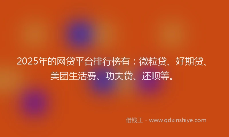 2025年的网贷平台排行榜有：微粒贷、好期贷、美团生活费、功夫贷、还呗等。