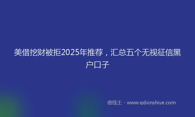 美借挖财被拒2025年推荐，汇总五个无视征信黑户口子