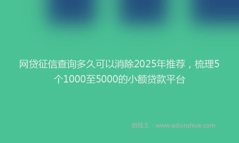 网贷征信查询多久可以消除2025年推荐，梳理5个1000至5000的小额贷款平台
