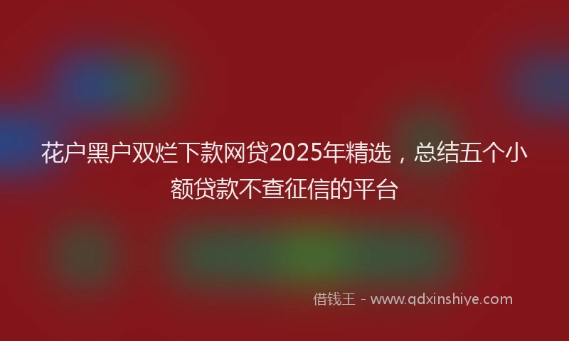 花户黑户双烂下款网贷2025年精选，总结五个小额贷款不查征信的平台