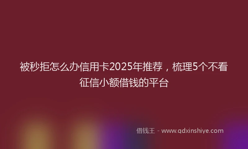 被秒拒怎么办信用卡2025年推荐，梳理5个不看征信小额借钱的平台