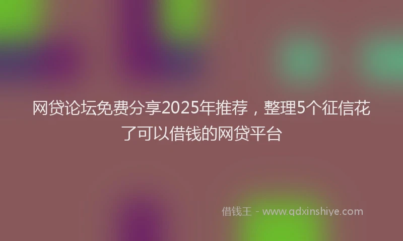 网贷论坛免费分享2025年推荐，整理5个征信花了可以借钱的网贷平台