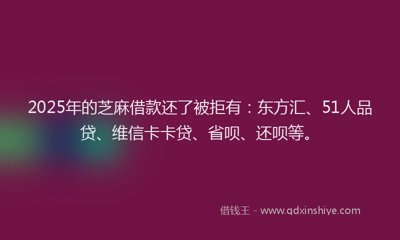 2025年的芝麻借款还了被拒有：东方汇、51人品贷、维信卡卡贷、省呗、还呗等。