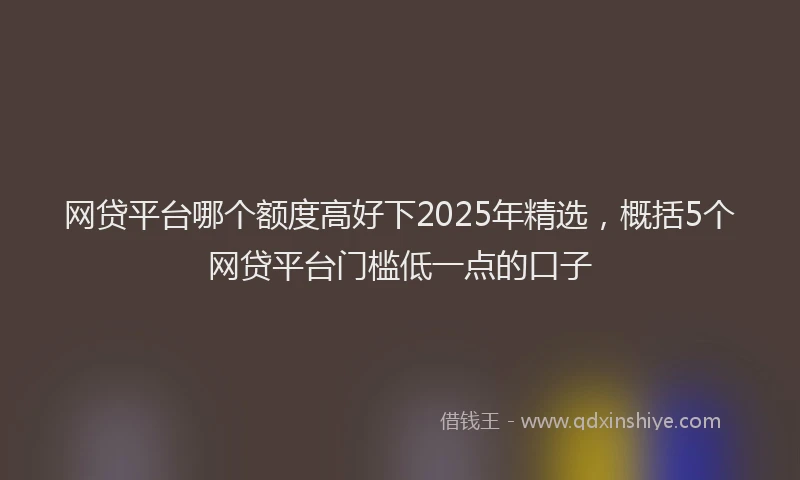 网贷平台哪个额度高好下2025年精选，概括5个网贷平台门槛低一点的口子