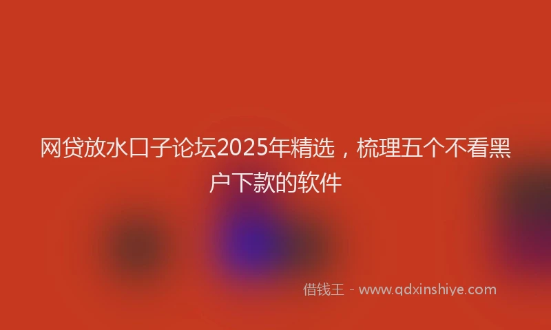 网贷放水口子论坛2025年精选，梳理五个不看黑户下款的软件