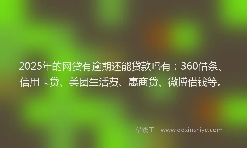 2025年的网贷有逾期还能贷款吗有：360借条、信用卡贷、美团生活费、惠商贷、微博借钱等。