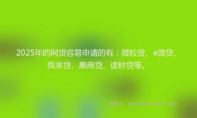 2025年的网贷容易申请的有：微粒贷、e微贷、我来贷、惠商贷、读秒贷等。