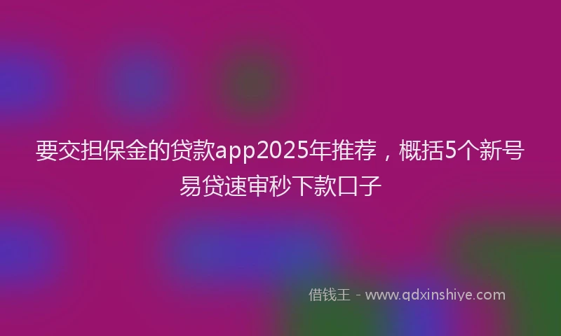 要交担保金的贷款app2025年推荐，概括5个新号易贷速审秒下款口子