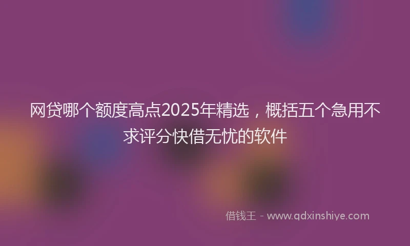 网贷哪个额度高点2025年精选，概括五个急用不求评分快借无忧的软件
