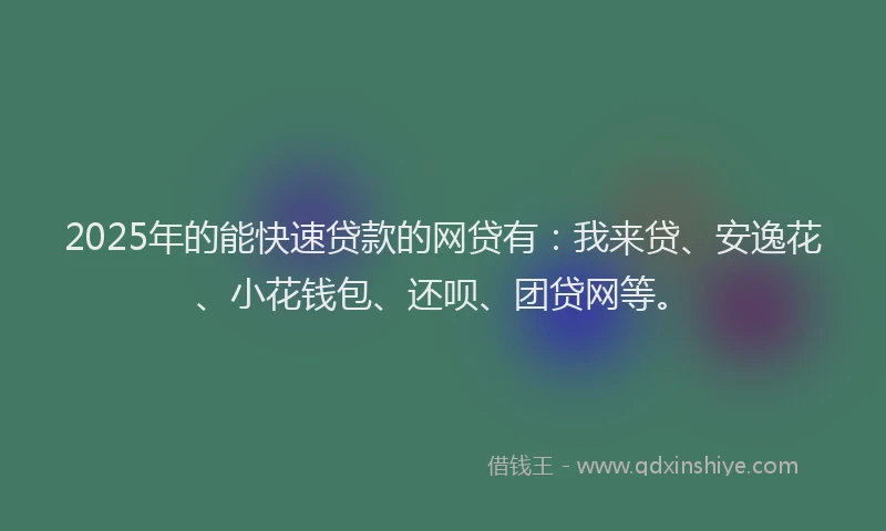 2025年的能快速贷款的网贷有：我来贷、安逸花、小花钱包、还呗、团贷网等。