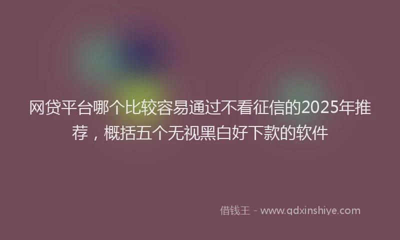 网贷平台哪个比较容易通过不看征信的2025年推荐，概括五个无视黑白好下款的软件