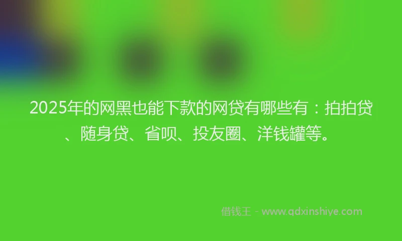 2025年的网黑也能下款的网贷有哪些有：拍拍贷、随身贷、省呗、投友圈、洋钱罐等。