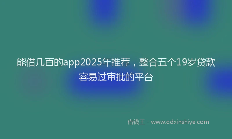 能借几百的app2025年推荐，整合五个19岁贷款容易过审批的平台