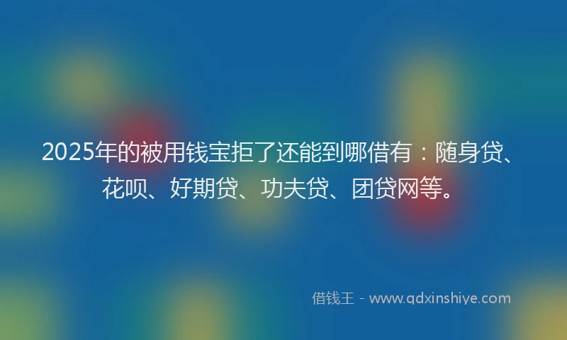 2025年的被用钱宝拒了还能到哪借有：随身贷、花呗、好期贷、功夫贷、团贷网等。