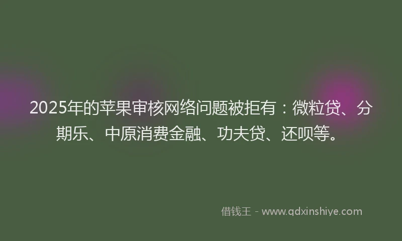2025年的苹果审核网络问题被拒有：微粒贷、分期乐、中原消费金融、功夫贷、还呗等。