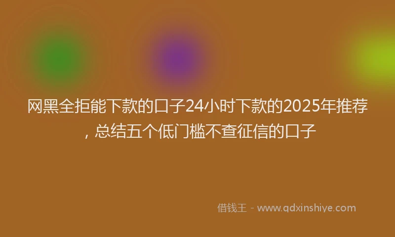 网黑全拒能下款的口子24小时下款的2025年推荐，总结五个低门槛不查征信的口子