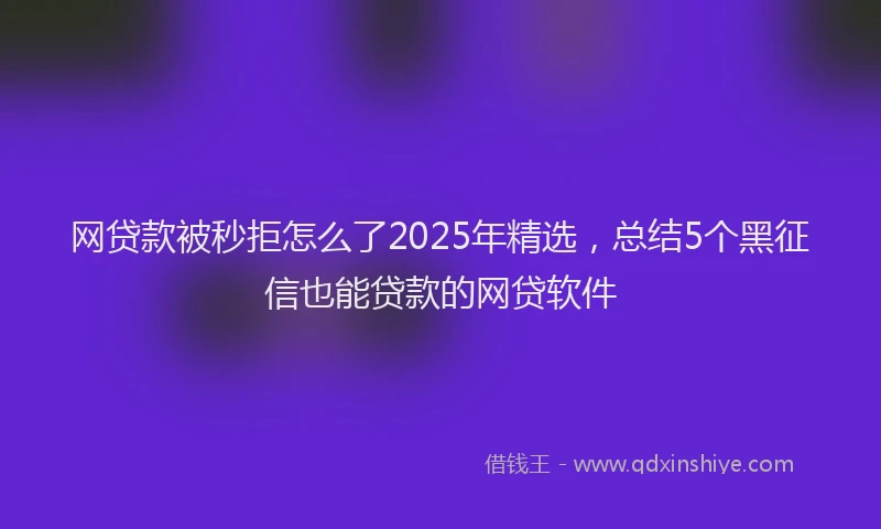 网贷款被秒拒怎么了2025年精选，总结5个黑征信也能贷款的网贷软件