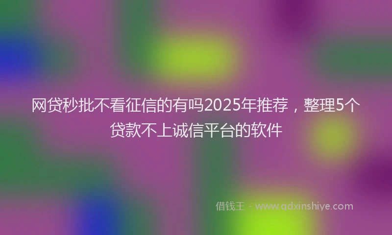 网贷秒批不看征信的有吗2025年推荐，整理5个贷款不上诚信平台的软件