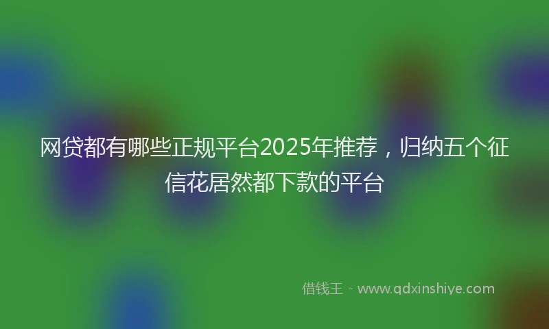 网贷都有哪些正规平台2025年推荐，归纳五个征信花居然都下款的平台
