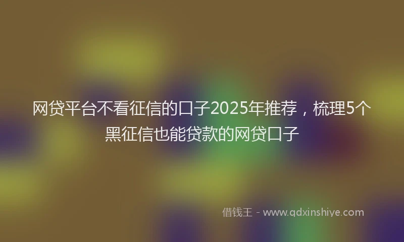 网贷平台不看征信的口子2025年推荐，梳理5个黑征信也能贷款的网贷口子