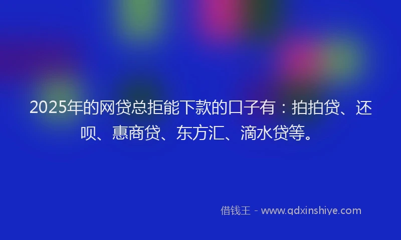 2025年的网贷总拒能下款的口子有：拍拍贷、还呗、惠商贷、东方汇、滴水贷等。