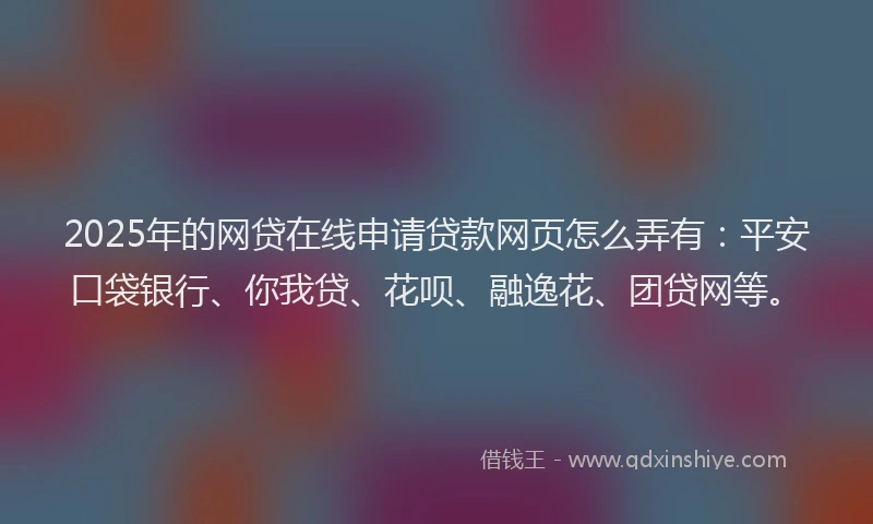2025年的网贷在线申请贷款网页怎么弄有：平安口袋银行、你我贷、花呗、融逸花、团贷网等。