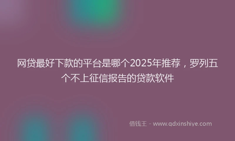 网贷最好下款的平台是哪个2025年推荐，罗列五个不上征信报告的贷款软件
