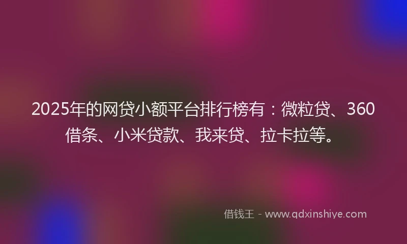 2025年的网贷小额平台排行榜有：微粒贷、360借条、小米贷款、我来贷、拉卡拉等。