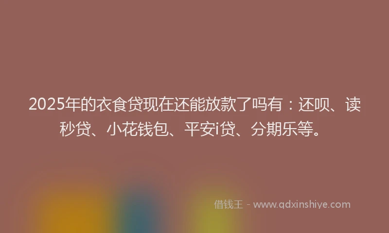 2025年的衣食贷现在还能放款了吗有：还呗、读秒贷、小花钱包、平安i贷、分期乐等。