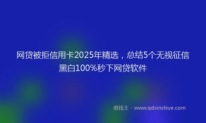 网贷被拒信用卡2025年精选，总结5个无视征信黑白100%秒下网贷软件