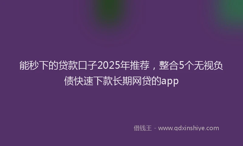 能秒下的贷款口子2025年推荐，整合5个无视负债快速下款长期网贷的app