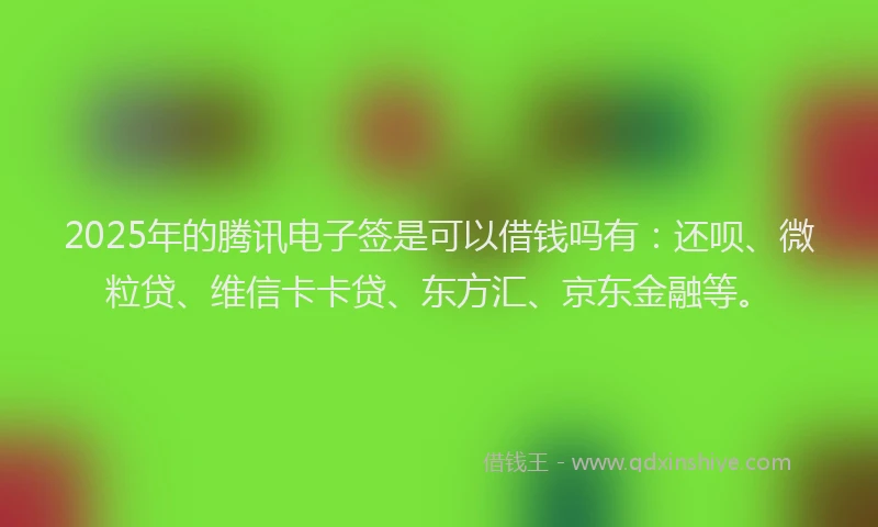 2025年的腾讯电子签是可以借钱吗有：还呗、微粒贷、维信卡卡贷、东方汇、京东金融等。