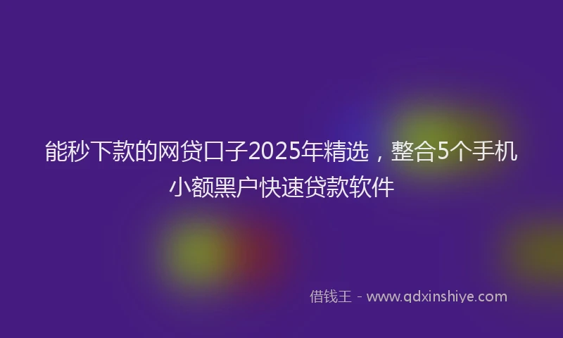 能秒下款的网贷口子2025年精选，整合5个手机小额黑户快速贷款软件