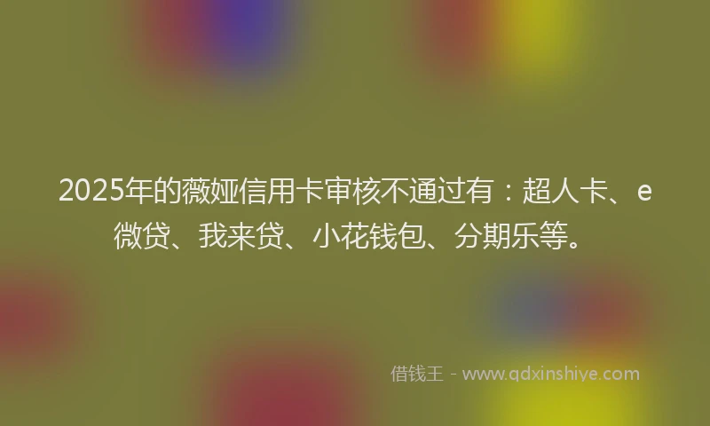 2025年的薇娅信用卡审核不通过有：超人卡、e微贷、我来贷、小花钱包、分期乐等。