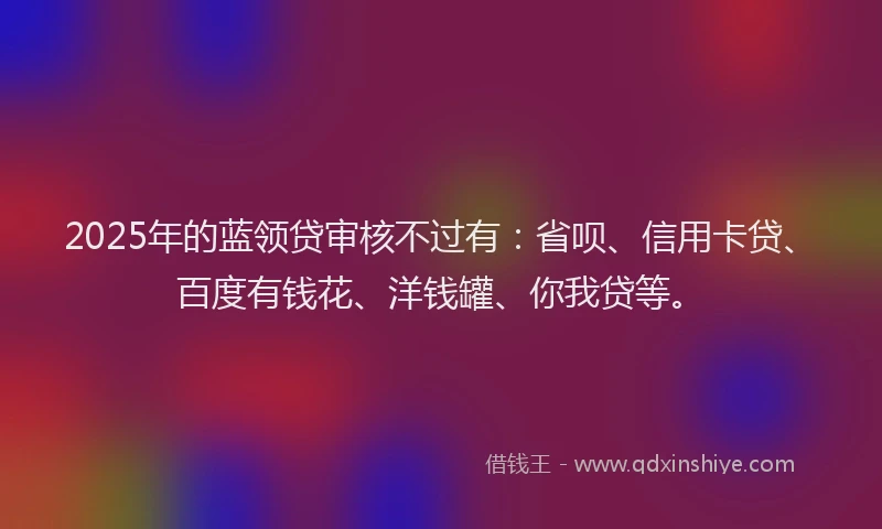 2025年的蓝领贷审核不过有：省呗、信用卡贷、百度有钱花、洋钱罐、你我贷等。