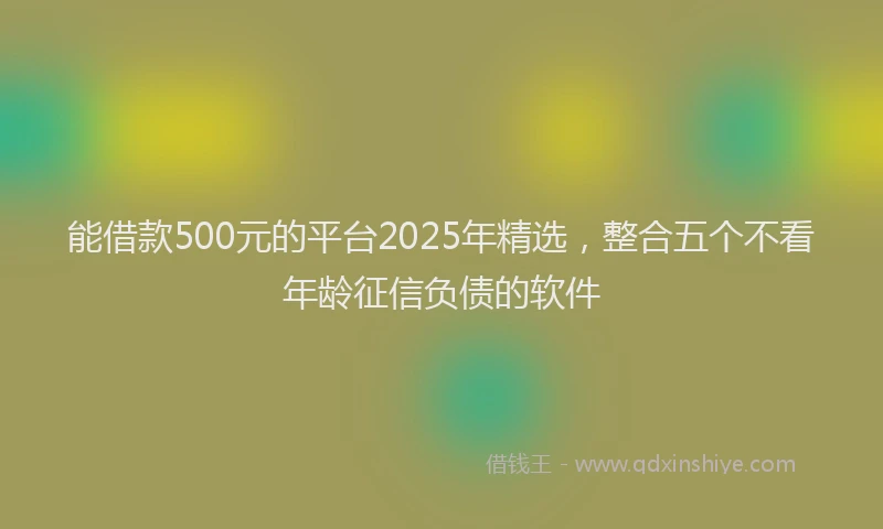 能借款500元的平台2025年精选，整合五个不看年龄征信负债的软件